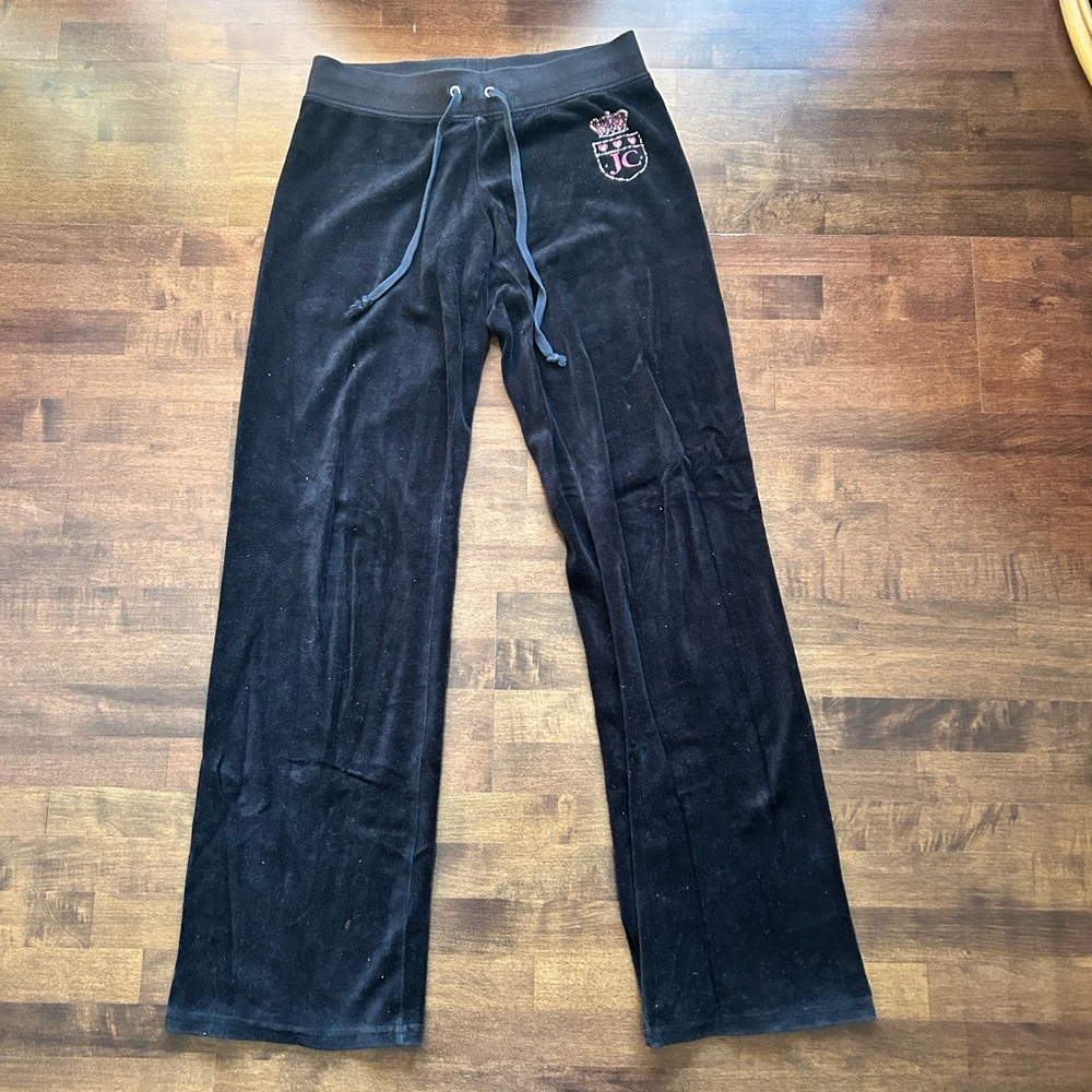 Juicy Couture Black Velour Track Pants